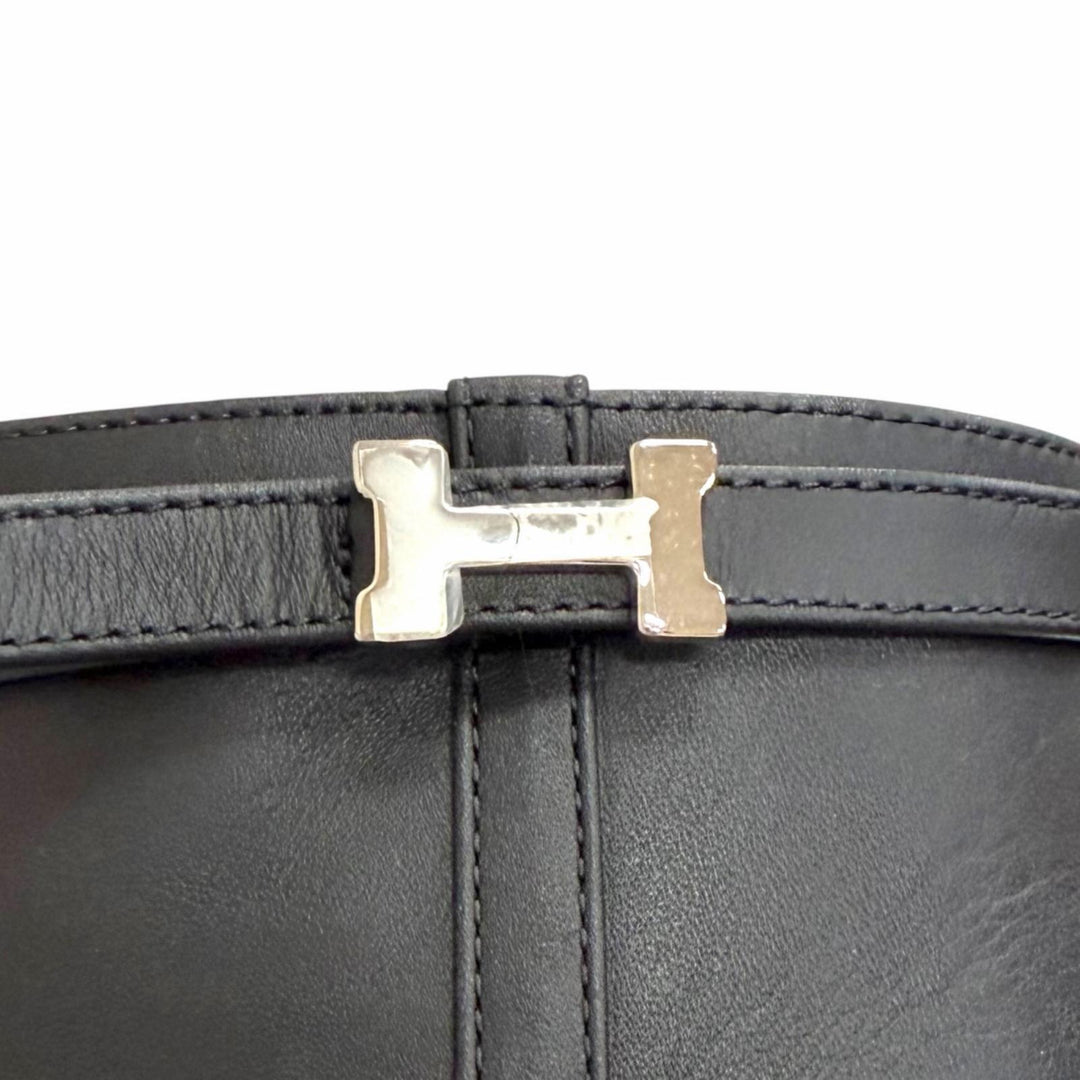 Great HERMES short boots HOMMAGE H Logo Side Zip Ankle Boots black leather 37