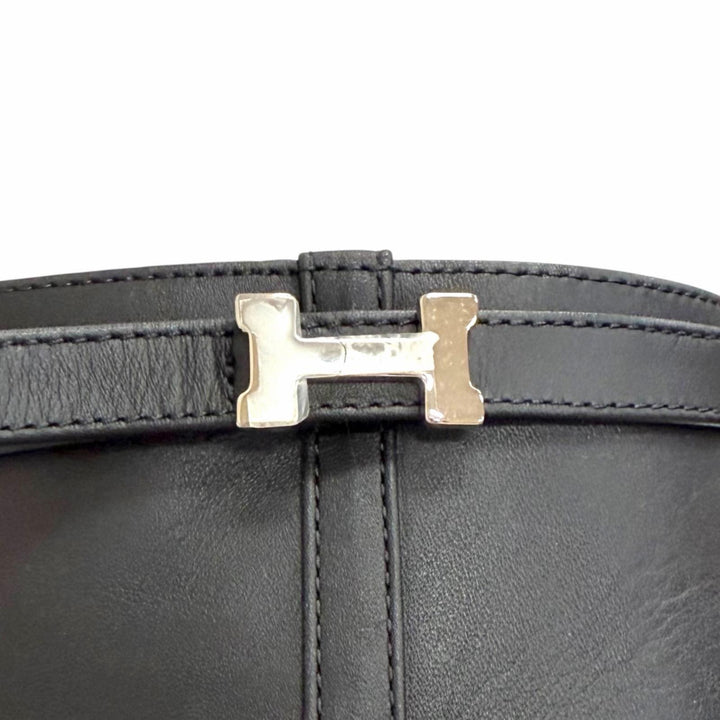 Great HERMES short boots HOMMAGE H Logo Side Zip Ankle Boots black leather 37