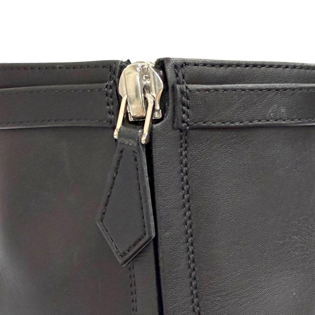 Great HERMES short boots HOMMAGE H Logo Side Zip Ankle Boots black leather 37