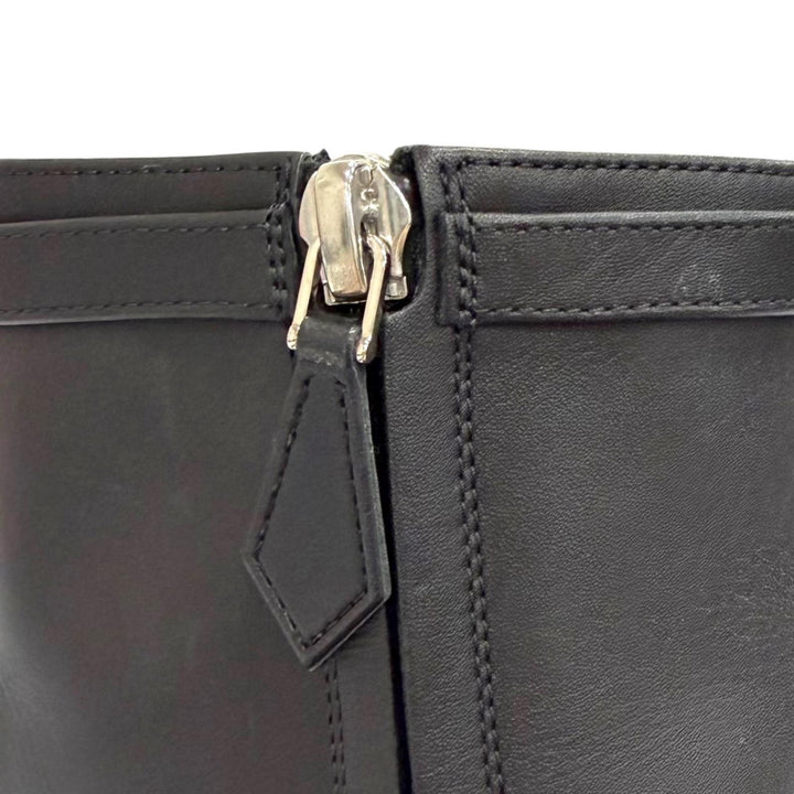 Great HERMES short boots HOMMAGE H Logo Side Zip Ankle Boots black leather 37