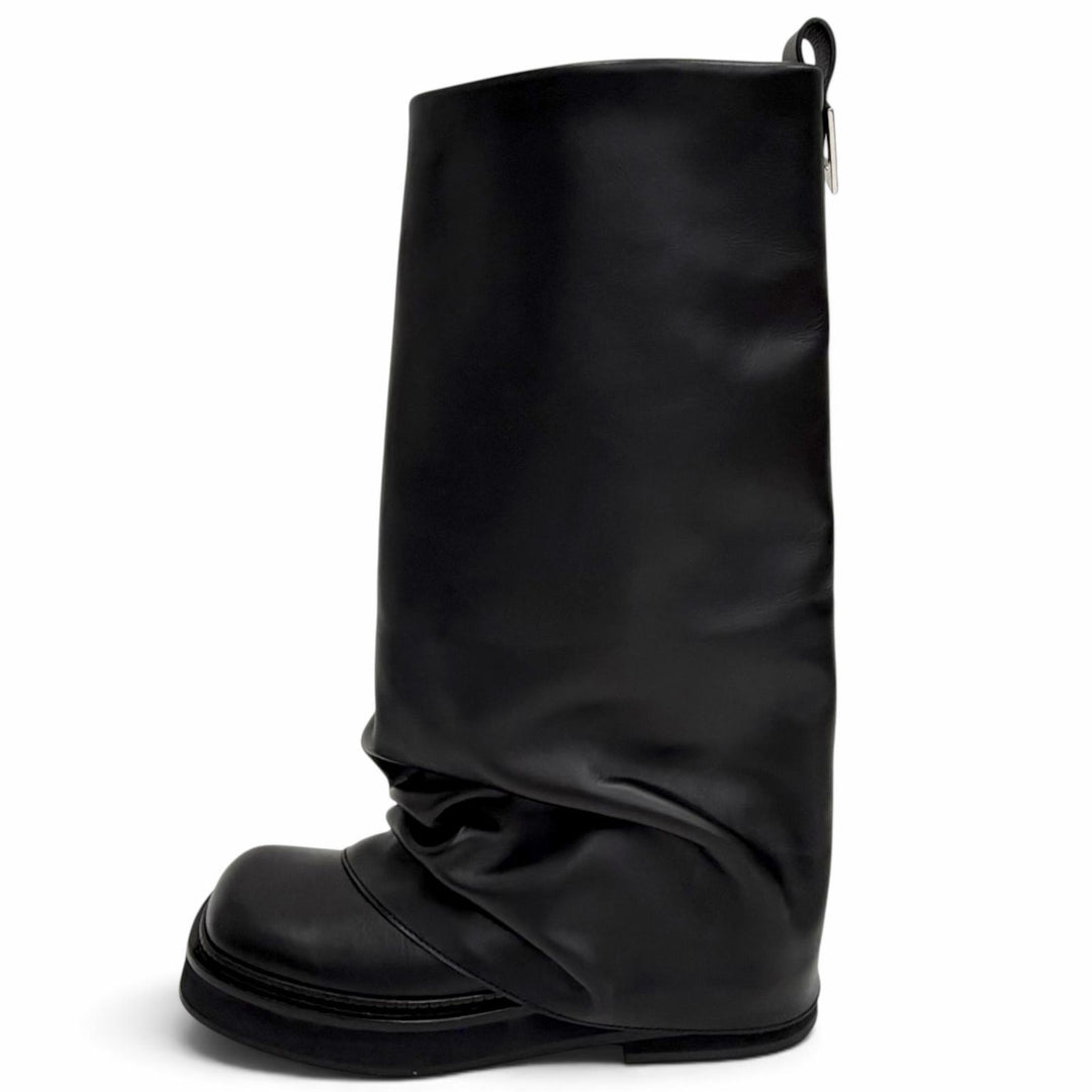 Excellent THE ATTICO Knee-high boots Robin Combat Boots black leather Women 39.5