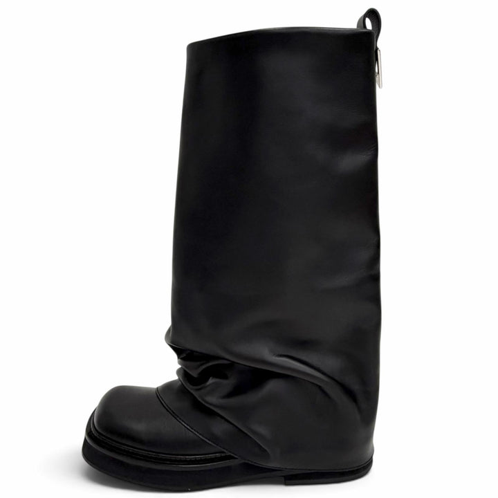 Excellent THE ATTICO Knee-high boots Robin Combat Boots black leather Women 39.5