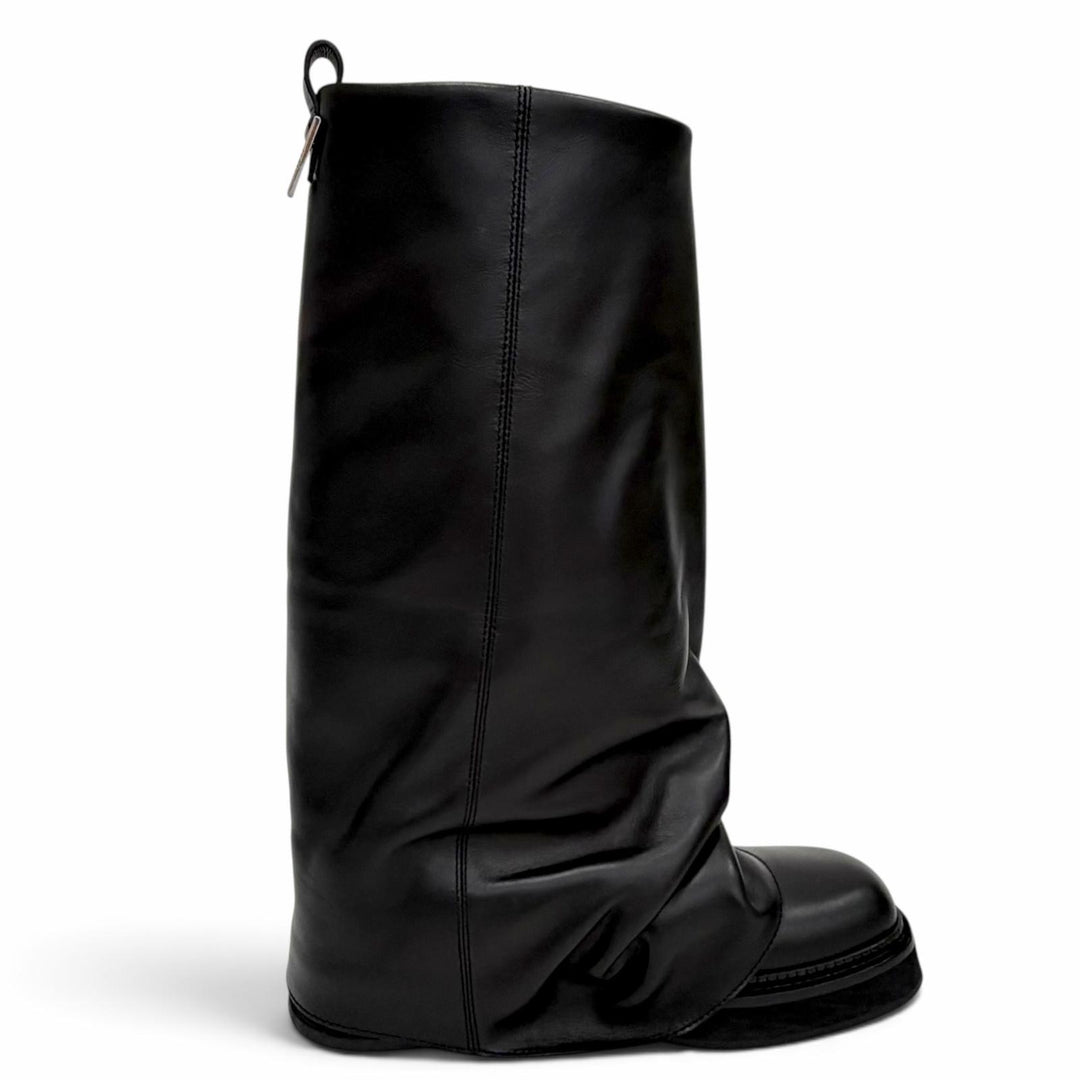 Excellent THE ATTICO Knee-high boots Robin Combat Boots black leather Women 39.5
