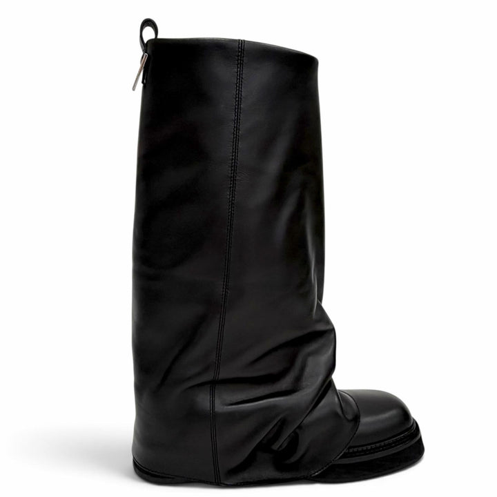 Excellent THE ATTICO Knee-high boots Robin Combat Boots black leather Women 39.5