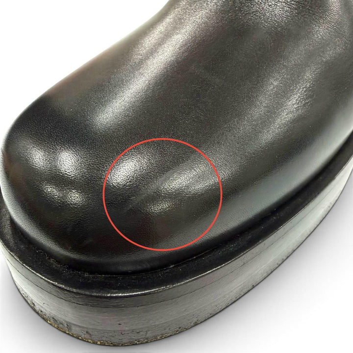 Great HERMES Knee-high boots Horse H Design Leather black Women 35 232032Z