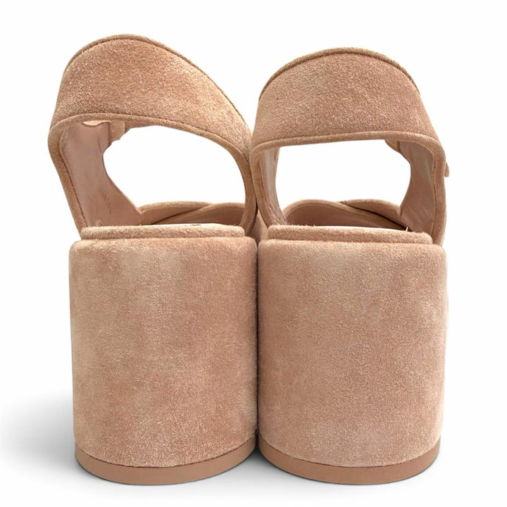 Excellent CHANEL Sandals COCO Mark Rhinestone Suede leather 37 24P G45594