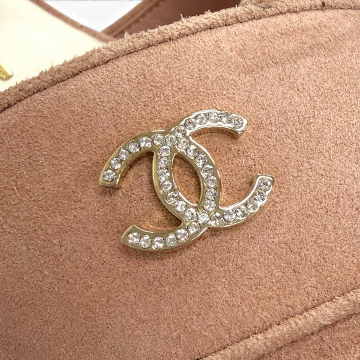 Excellent CHANEL Sandals COCO Mark Rhinestone Suede leather 37 24P G45594