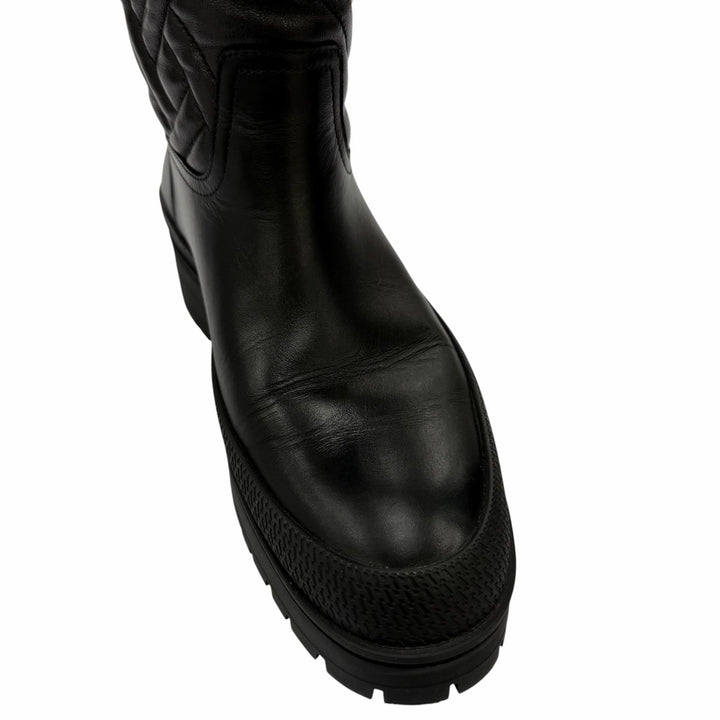 Great HERMES Knee-high boots Fuji Ex-Libris Quilted Leather black Women 35