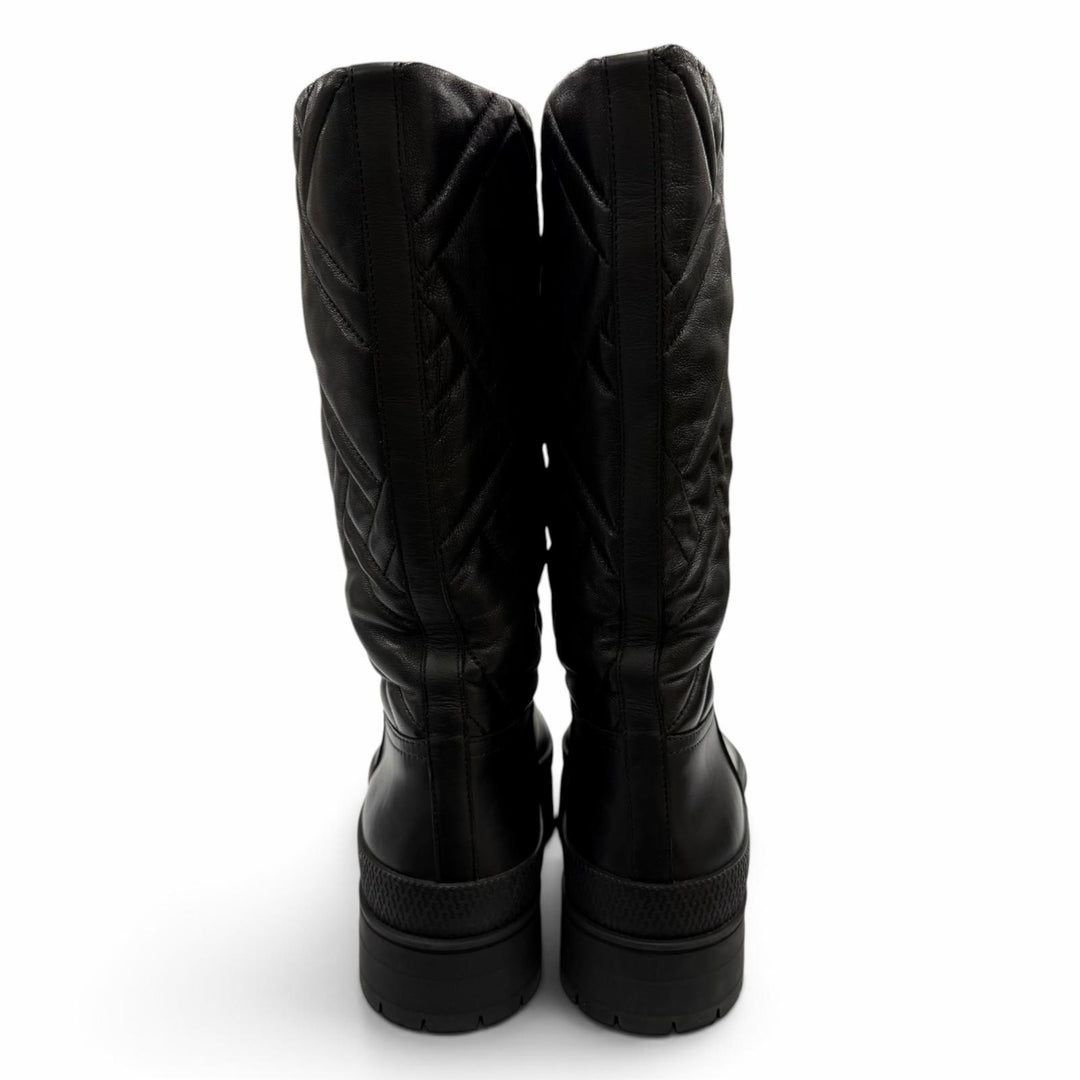 Great HERMES Knee-high boots Fuji Ex-Libris Quilted Leather black Women 35