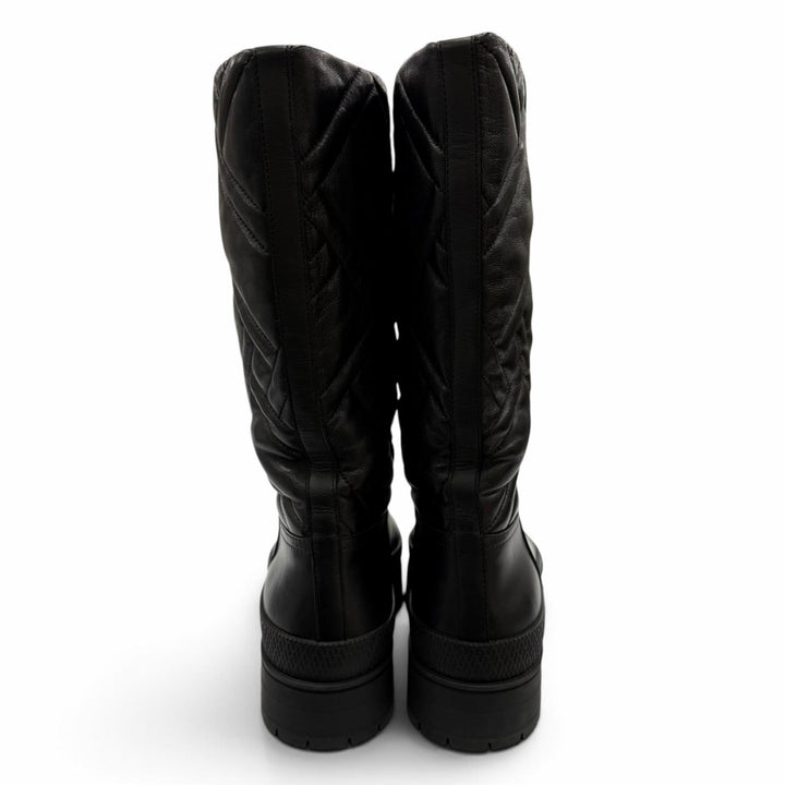 Great HERMES Knee-high boots Fuji Ex-Libris Quilted Leather black Women 35