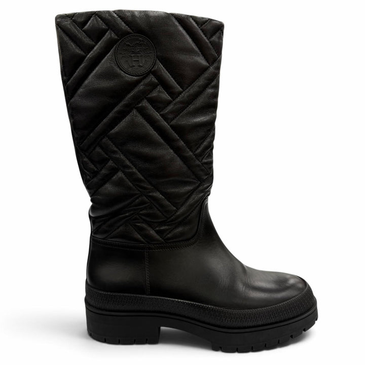 Great HERMES Knee-high boots Fuji Ex-Libris Quilted Leather black Women 35
