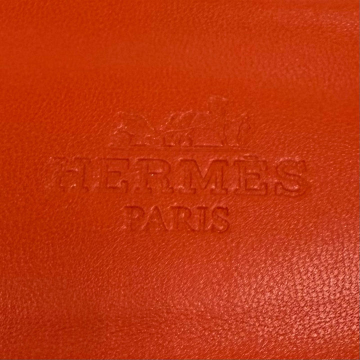 Pristine HERMES Sandals Oran H Design Leather Flats Orange leather Women 37.5
