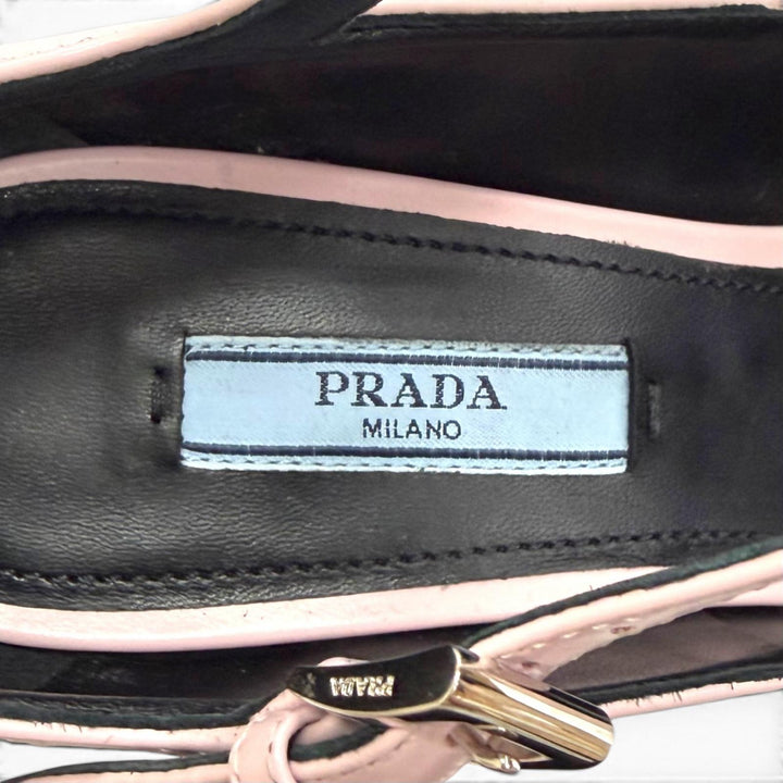 Pristine PRADA pumps Triangle logo ankle strap gradient pink Women 36