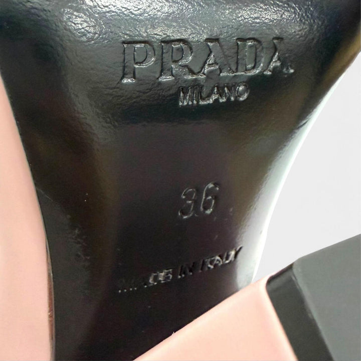 Pristine PRADA pumps Triangle logo ankle strap gradient pink Women 36