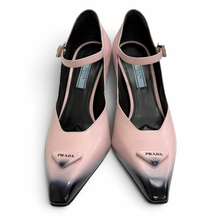 Pristine PRADA pumps Triangle logo ankle strap gradient pink Women 36