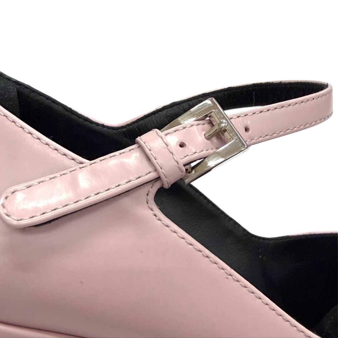 Pristine PRADA pumps Triangle logo ankle strap gradient pink Women 36