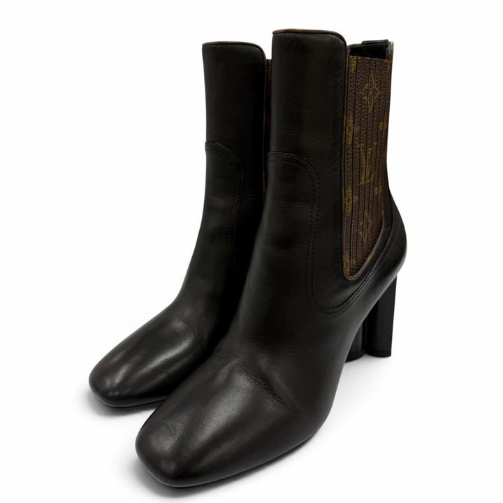 Excellent LOUIS VUITTON Silhouette Chelsea Ankle Boots Monogram leather 37.5