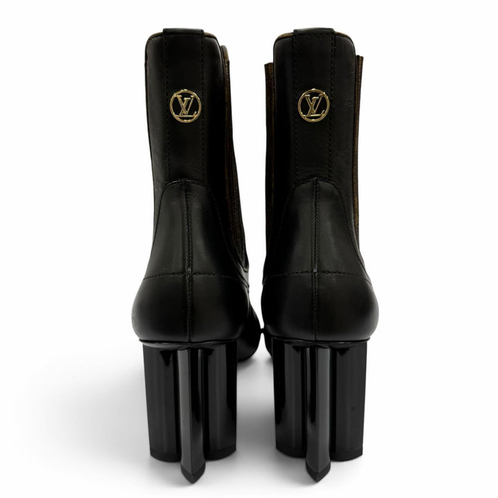 Excellent LOUIS VUITTON Silhouette Chelsea Ankle Boots Monogram leather 37.5