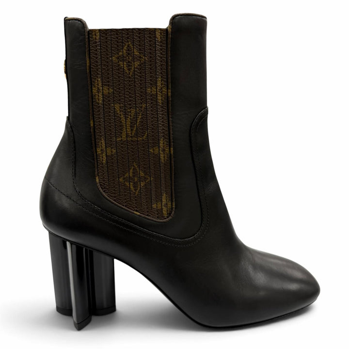 Excellent LOUIS VUITTON Silhouette Chelsea Ankle Boots Monogram leather 37.5