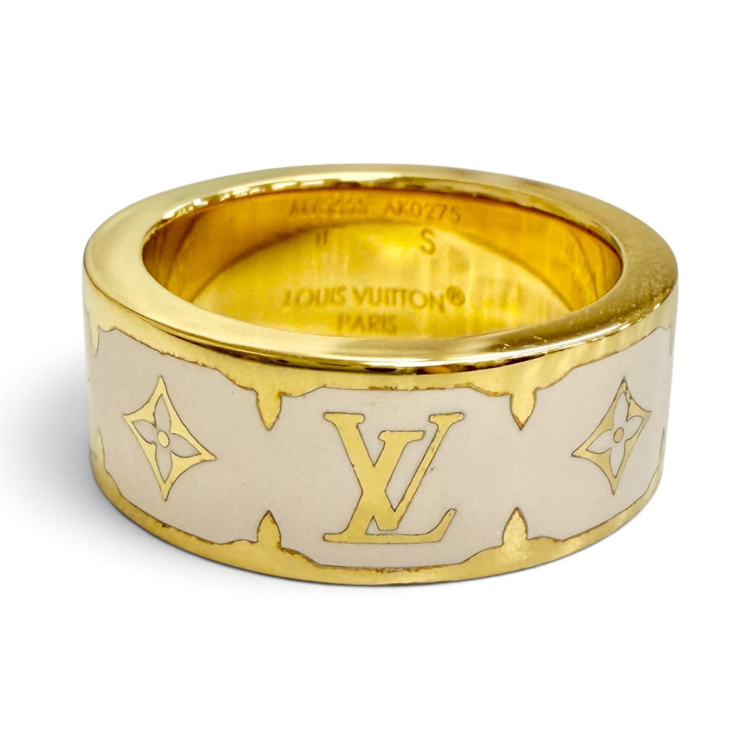 Great LOUIS VUITTON Ring ring Ring Nano Gram Enamel Monogram flower S M1565S