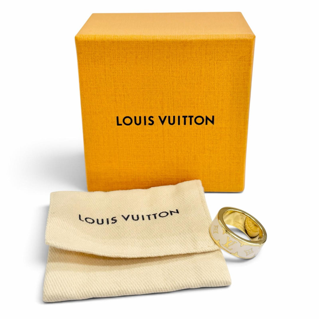 Great LOUIS VUITTON Ring ring Ring Nano Gram Enamel Monogram flower S M1565S