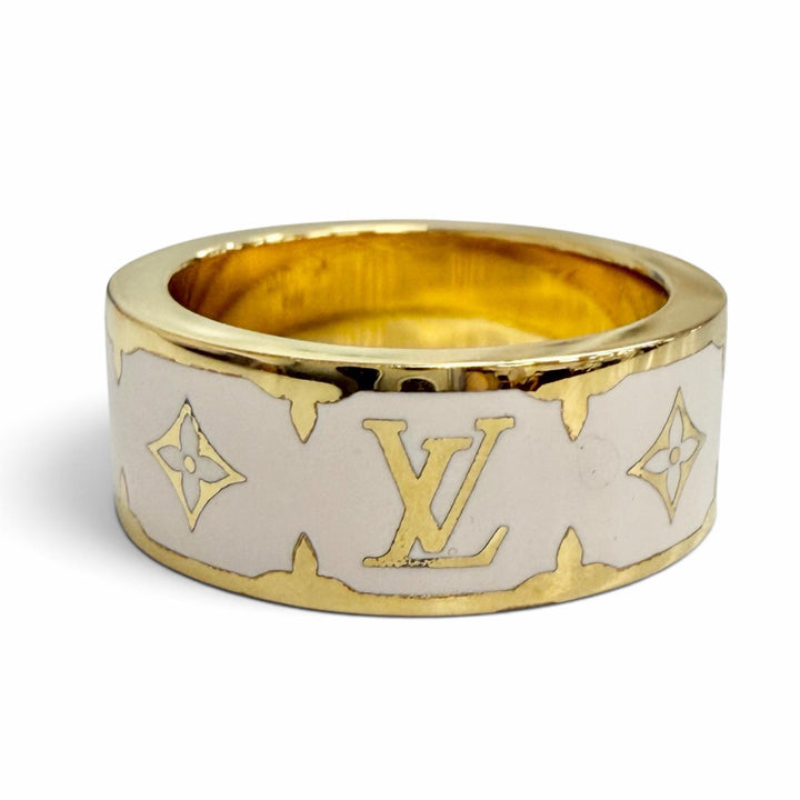 Great LOUIS VUITTON Ring ring Ring Nano Gram Enamel Monogram flower S M1565S