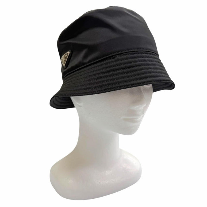 Excellent PRADA hat Re-Nylon Triangle Logo Triangular Plate Hat Bucket L 2HC137