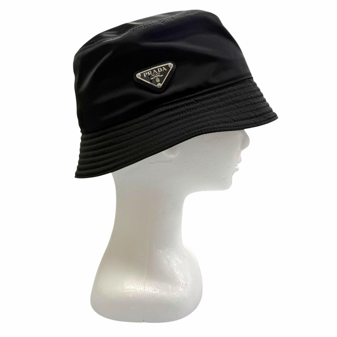 Excellent PRADA hat Re-Nylon Triangle Logo Triangular Plate Hat Bucket L 2HC137