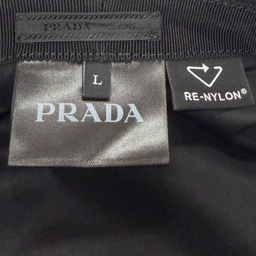 Excellent PRADA hat Re-Nylon Triangle Logo Triangular Plate Hat Bucket L 2HC137