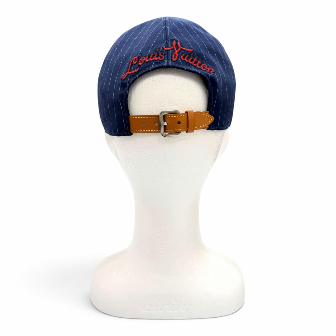 Excellent LOUIS VUITTON cap LV Varsity Stripe Pattern Baseball Cap Navy M7007L