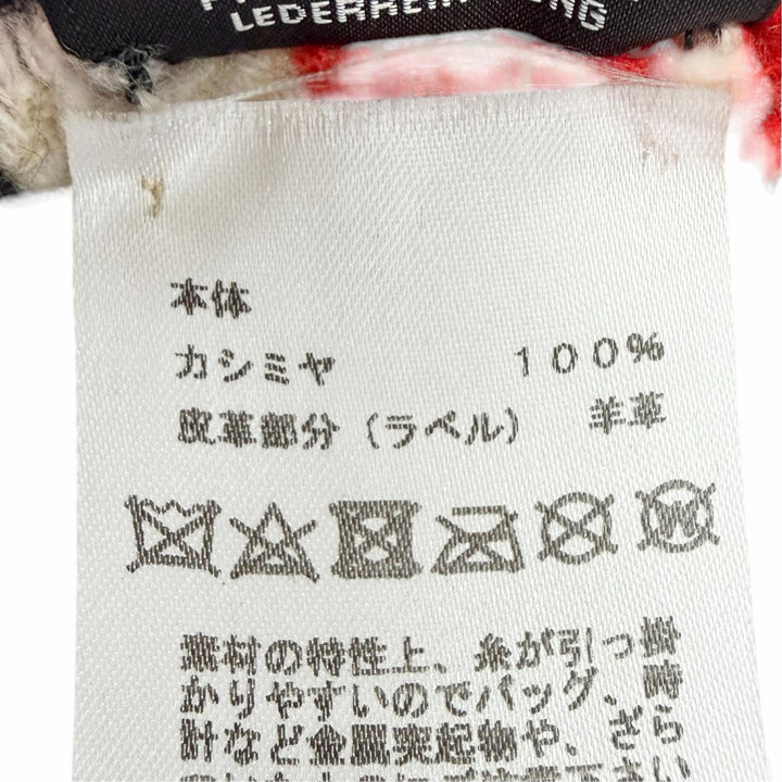 Excellent HERMES blanket Logo leather patch, check pattern, fringe, cashmere