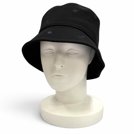 Excellent HERMES hat Bob Debbie Charms bucket black cashmere Women 58