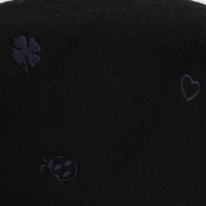 Excellent HERMES hat Bob Debbie Charms bucket black cashmere Women 58