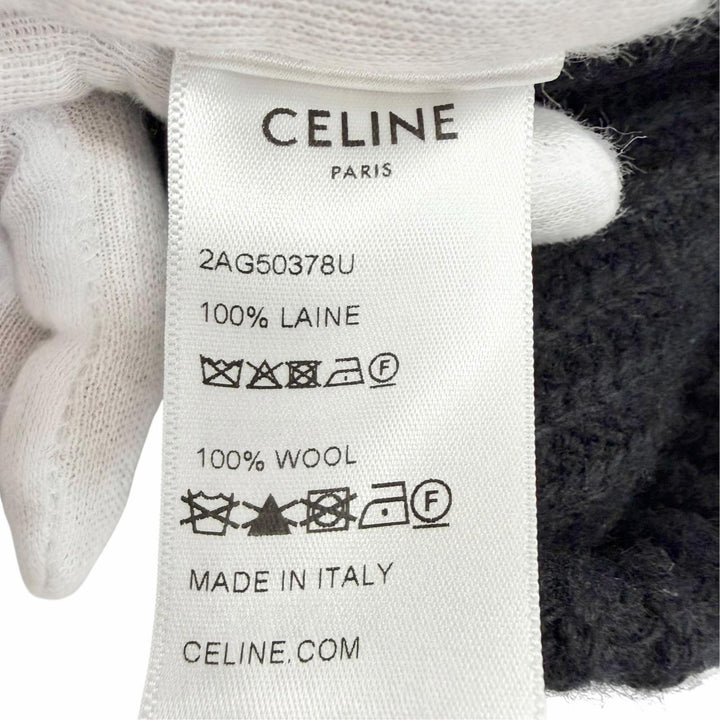 Excellent CELINE Knit cap C logo knit hat, knit cap, beanie black wool 2AG50378U