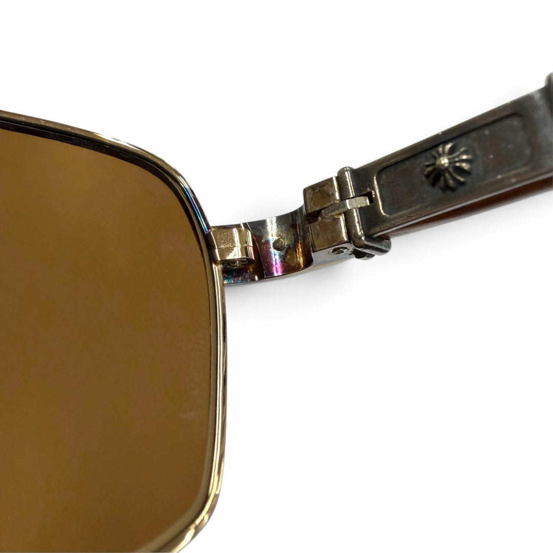Great CHROME HEARTS sunglasses THE BEAST 3 Wood temple gold Wood mens