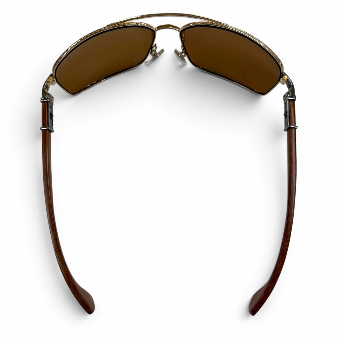 Great CHROME HEARTS sunglasses THE BEAST 3 Wood temple gold Wood mens
