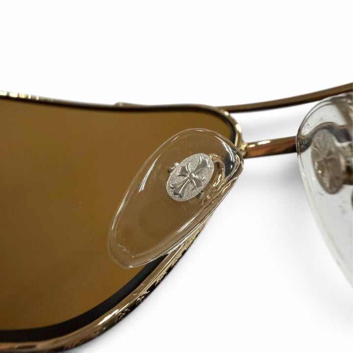 Great CHROME HEARTS sunglasses THE BEAST 3 Wood temple gold Wood mens