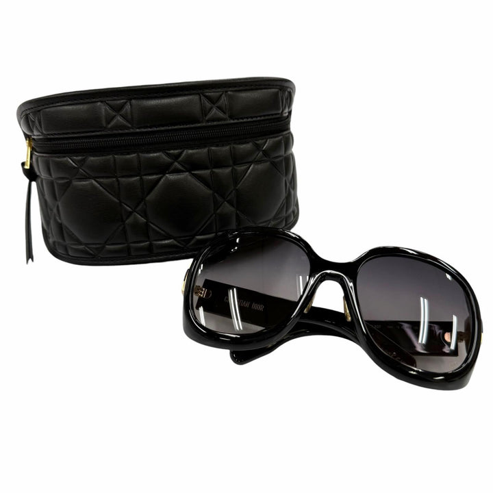 Excellent Christian Dior sunglasses Cannage Frame CD Logo black Women