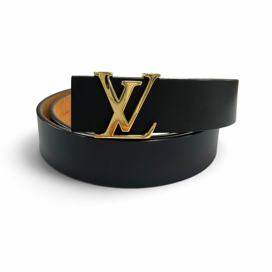Great LOUIS VUITTON belt Ceinture Initials LV black leather mens M6901V