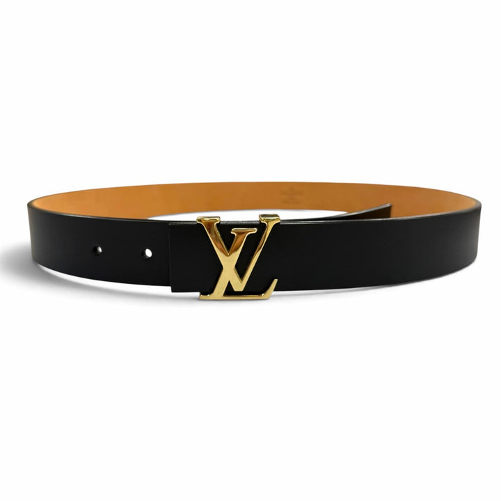 Great LOUIS VUITTON belt Ceinture Initials LV black leather mens M6901V