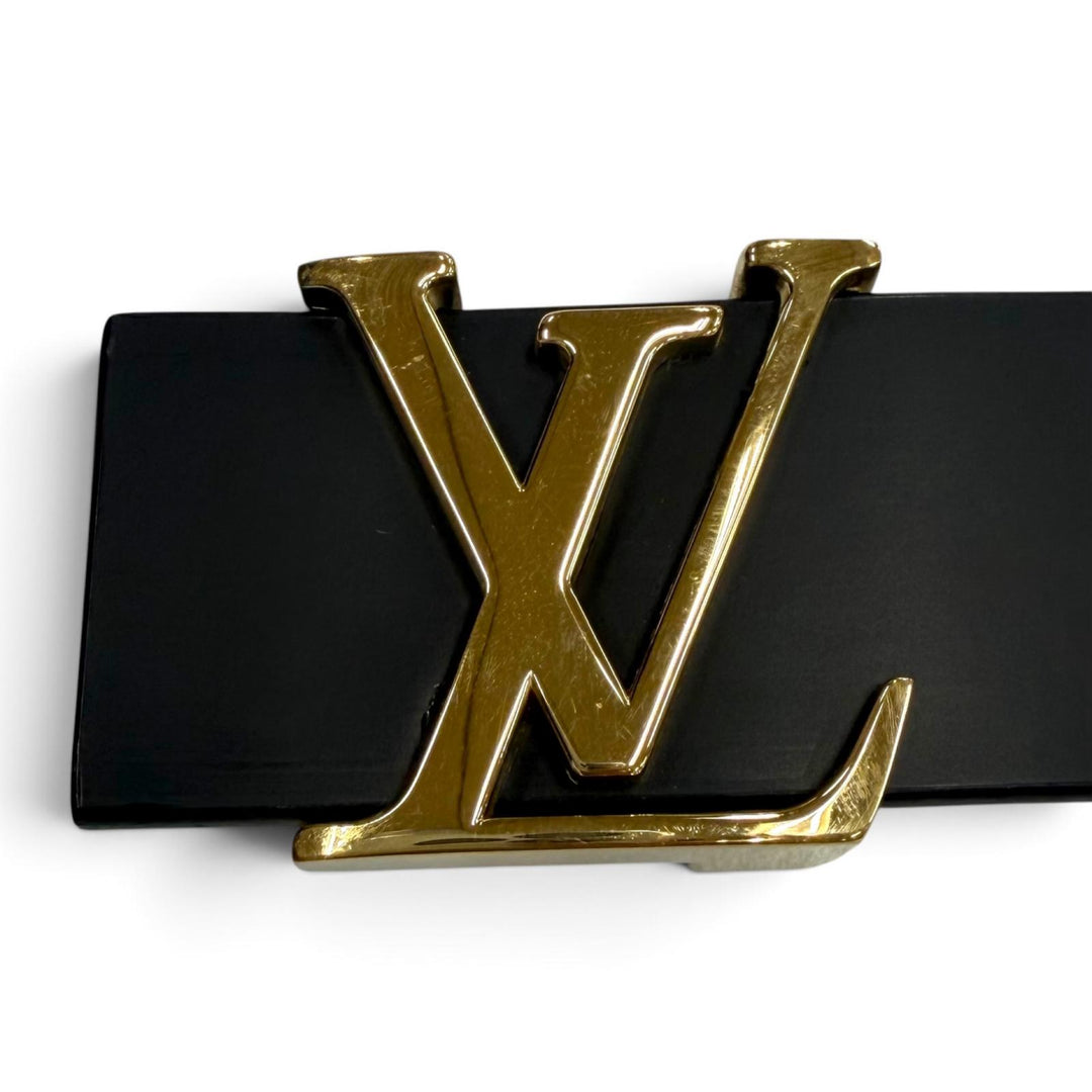 Great LOUIS VUITTON belt Ceinture Initials LV black leather mens M6901V
