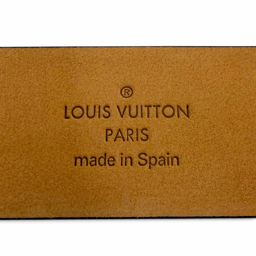 Great LOUIS VUITTON belt Ceinture Initials LV black leather mens M6901V