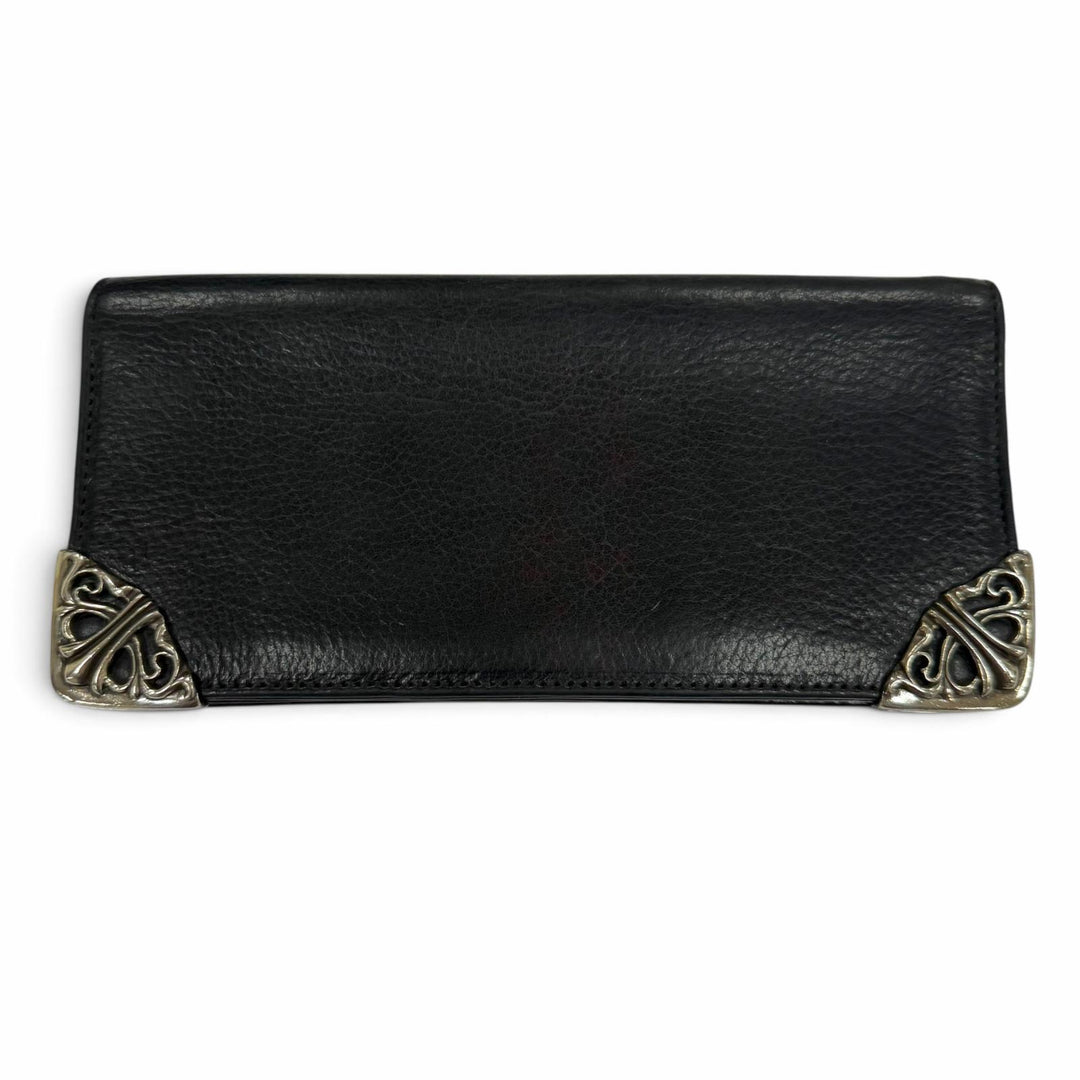 Great CHROME HEARTS Purse LNG SNGL FLD TIPS Single Fold Wallet black leather