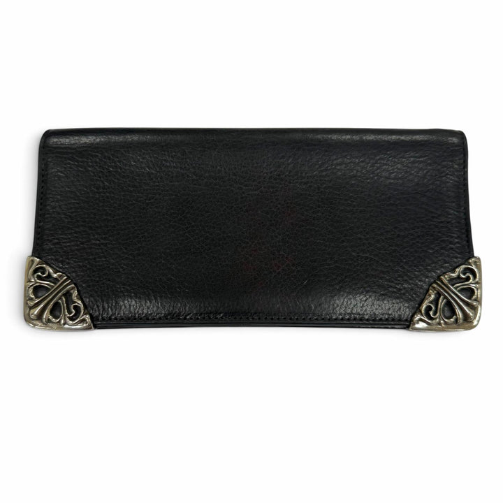 Great CHROME HEARTS Purse LNG SNGL FLD TIPS Single Fold Wallet black leather