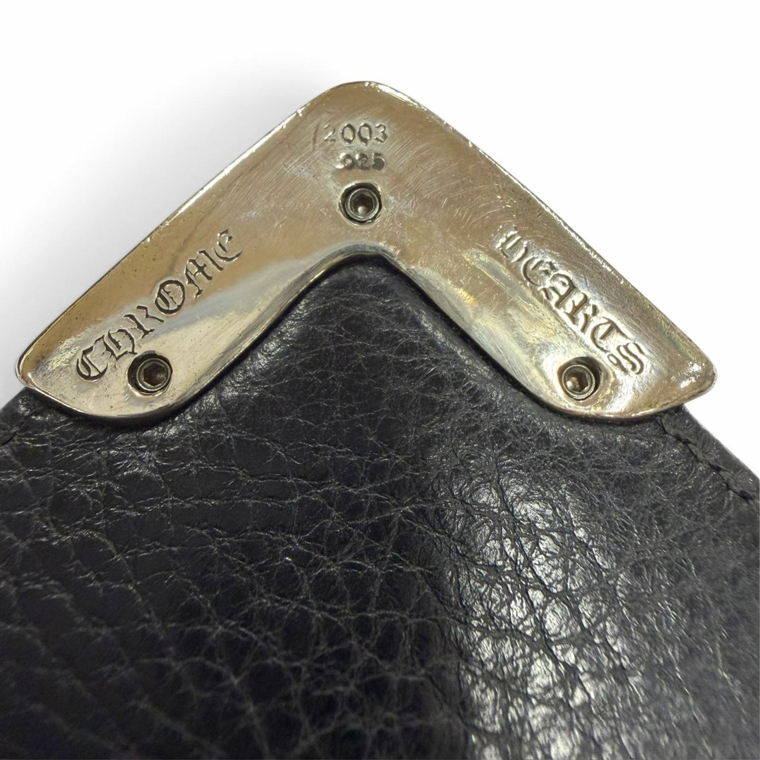 Great CHROME HEARTS Purse LNG SNGL FLD TIPS Single Fold Wallet black leather