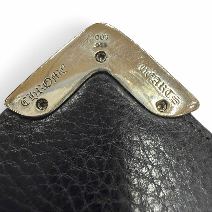 Great CHROME HEARTS Purse LNG SNGL FLD TIPS Single Fold Wallet black leather