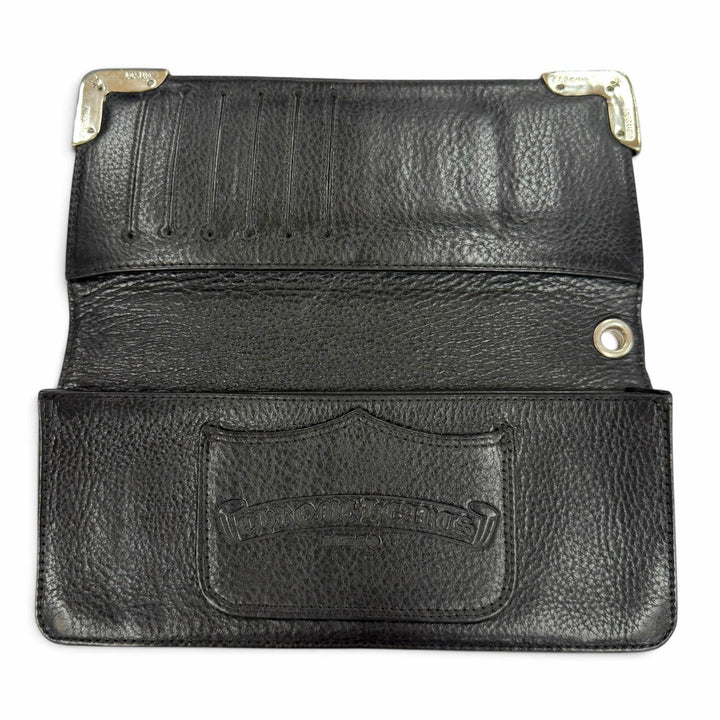 Great CHROME HEARTS Purse LNG SNGL FLD TIPS Single Fold Wallet black leather