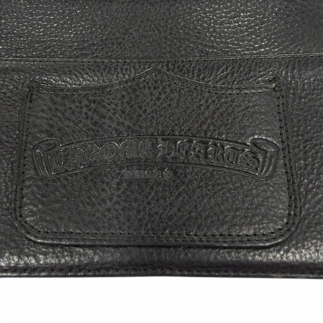 Great CHROME HEARTS Purse LNG SNGL FLD TIPS Single Fold Wallet black leather
