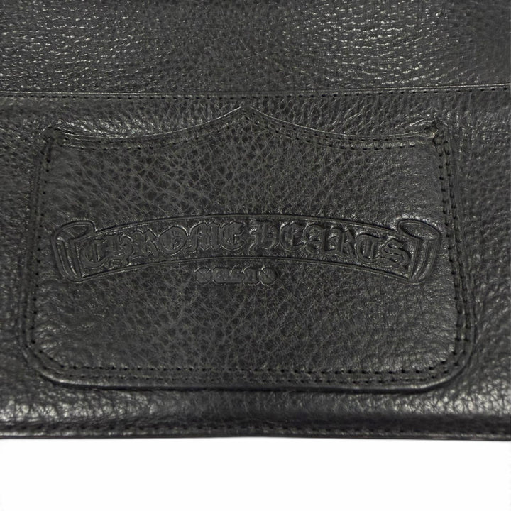 Great CHROME HEARTS Purse LNG SNGL FLD TIPS Single Fold Wallet black leather