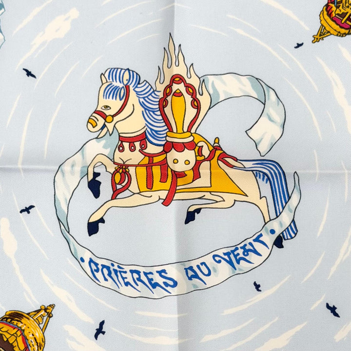 Excellent HERMES scarf Prayers in the Wind Calle 90 Red series silk Women